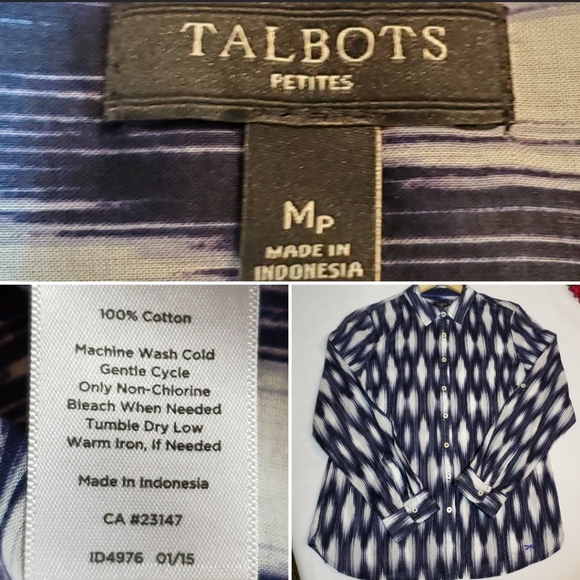 Talbots Diamond Ikat Print Button Down Shirt - Picture 7 of 8